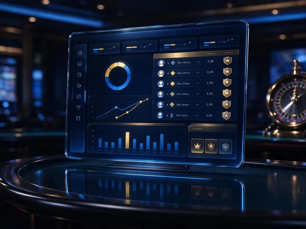 Analytics dashboard showing loyalty tiers and player segments representing data-driven casino VIP programs
